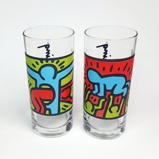 Ancien Lot 2 Verres Keith Haring Art publicitaire Quick Dessin No Macdo Rare