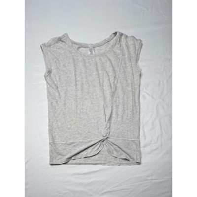 Ivivva Lululemon Girls Grey Twist Front Tulip Hem Activewear Top Size 10 T6