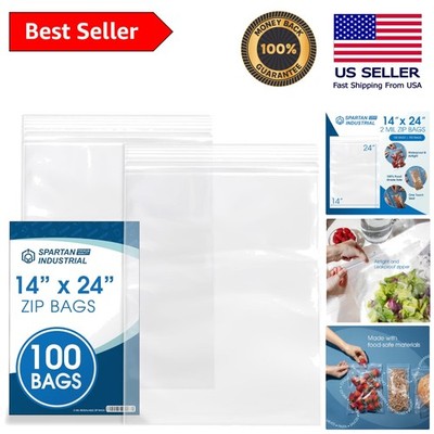 Airtight & Moisture-Resistant 14  x 24  Ziplock Bags - 100 Pack for Safe Storage
