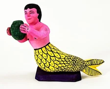 MEXICAN OAXACAN FOLK ART WOOD CARVING SIRENA MERMAID MANUEL JIMENEZ STYLE OAXACA