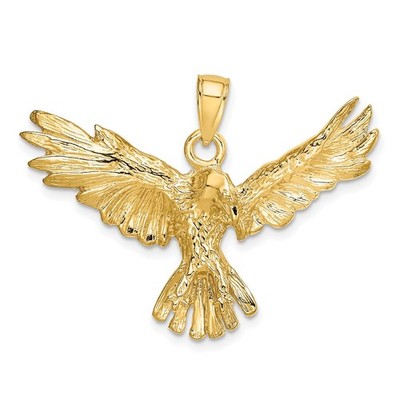 Echt 14K Gelbgold Adler fliegender Charm Anhänger; Länge 31,7 mm; 4,83 g