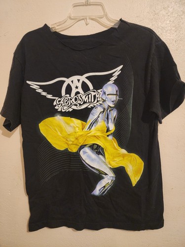Vintage Y2K Aerosmith 2001 Just Push Play World Tour T Shirt Black Size M