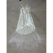 Victoria's Secret vintage gold label Ivory white Lace Trim Slip Dress Chiffon s