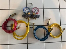 Yellow Jacket 49968 4-Valve TITAN Test Charging Manifold Gauges Hoses Plus II