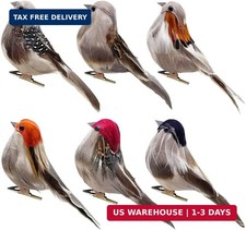 LWINGFLYER 6PCS Decorative Artificial Birds Clip on Realistic Sparrow 4inch Foam