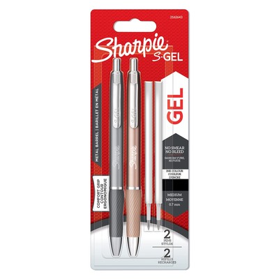 Sharpie S-Gel   Metal Gel Pens   Medium Point (0.7mm)   Steel Grey & Rose Gold  