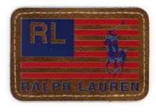 Polo Ralph Lauren Flag Brown Leather Patch Ir...