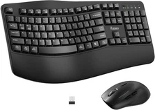Ergonomic Wireless Keyboard and Mouse Combo, Wave Keys with Black 