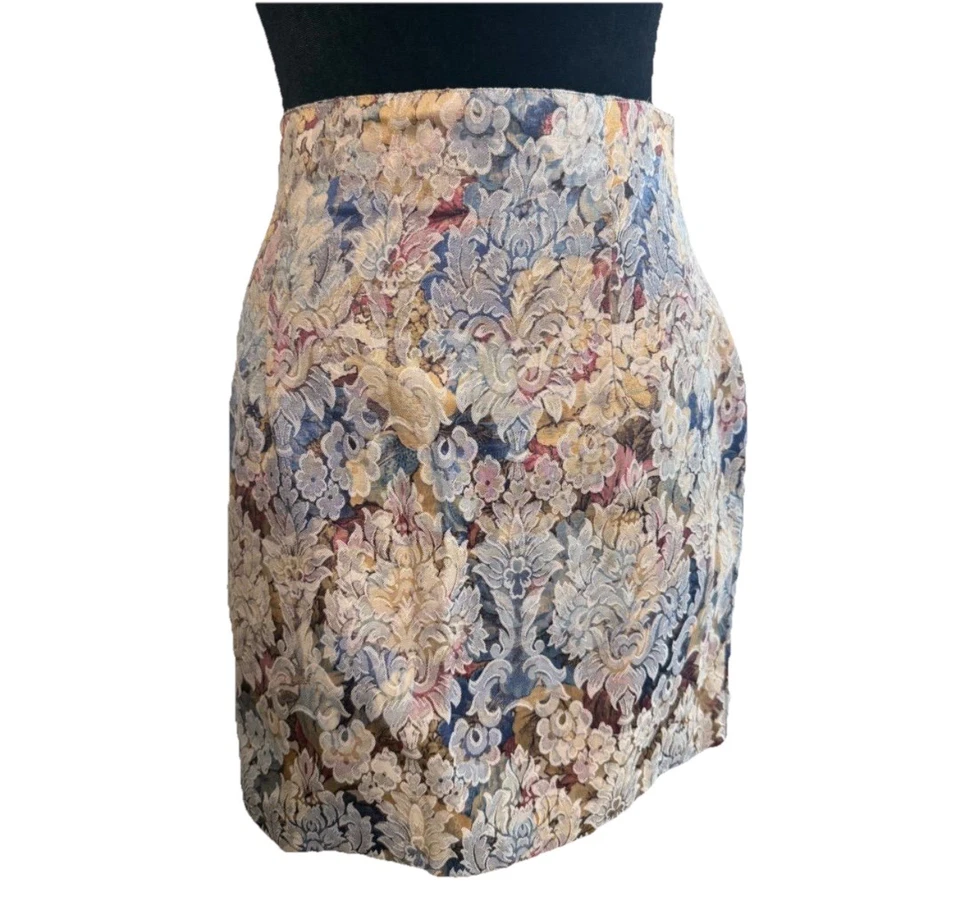 Minifalda Ansiedad De Colección Brocado Floral Tapiz Talla 11 Y2K Estilo Boho Retro Foto 4 de 4