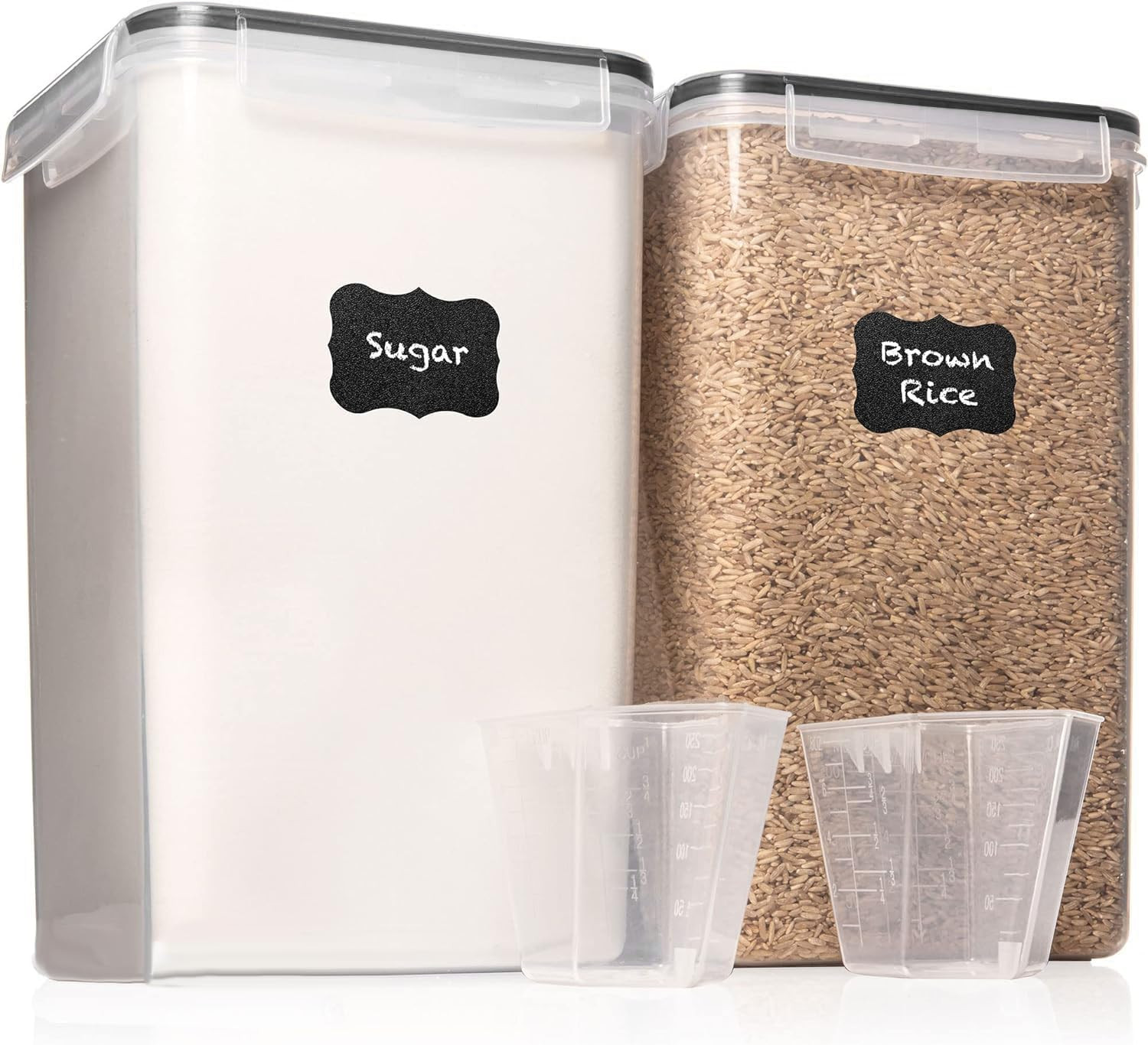 Contenedores hermeticos plastico 65L pack 2 cocina cereales arroz azucar