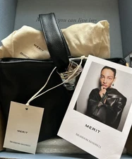 Merit beauty  bag Brandon Maxwell vegan Leather purse Limited Edition NWT cute!