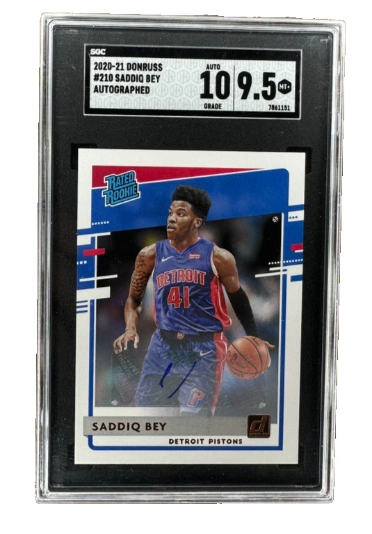 2020-21 Donruss Saddiq Bey Rated Rookie RC Auto Autograph #210 Pistons SGC 9.5