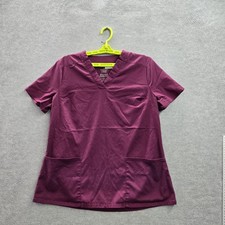 Jaanuu Women Scrub Top L Purple PO J96163 Short Sleeve 3 Pockets