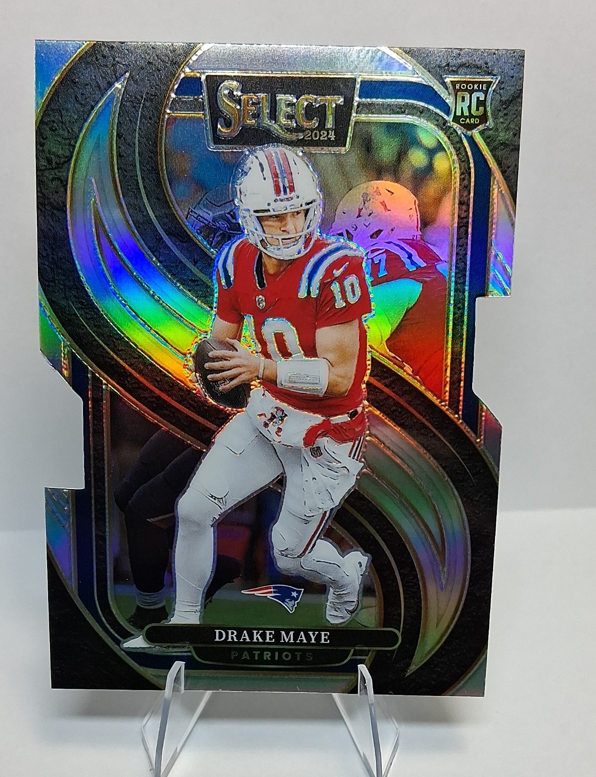 2024 Panini Select - Premier Level Drake Maye #113 Silver Prizm Die-Cut (RC)