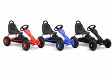 Pedal Go‑Kart mit Luftreifen - Kinder Tretfahrzeug - Go Kart Rot, Blau, Schwarz