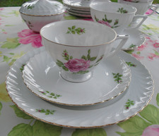 Royal Tettau Bavaria Germany Annette Rote Rose  Porzellan 3-tlg. Gedeck, wie neu