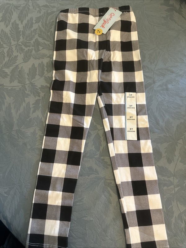 Cat And Jack Girls Size 5T NWT! Black White Plaid Leggings!