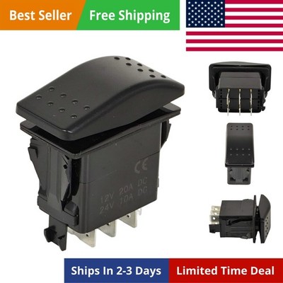 6 Pin ON-Off-ON Momentary Rocker Switch --000 DPDT 20A 12VDC Sealed Non-Illum...