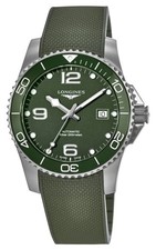Longines HydroConquest Automatic Green Rubber Divers Mens Watch L3.782.4.06.9