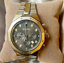 Bulova Men's Watch 98D142 Classic Diamond Chronograph Quartz 44mm NEW