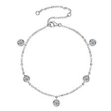1.5ct Round Cut Lab‑Created Diamond Test Pass 16.5-21.5cm Bezel Charms Bracelet