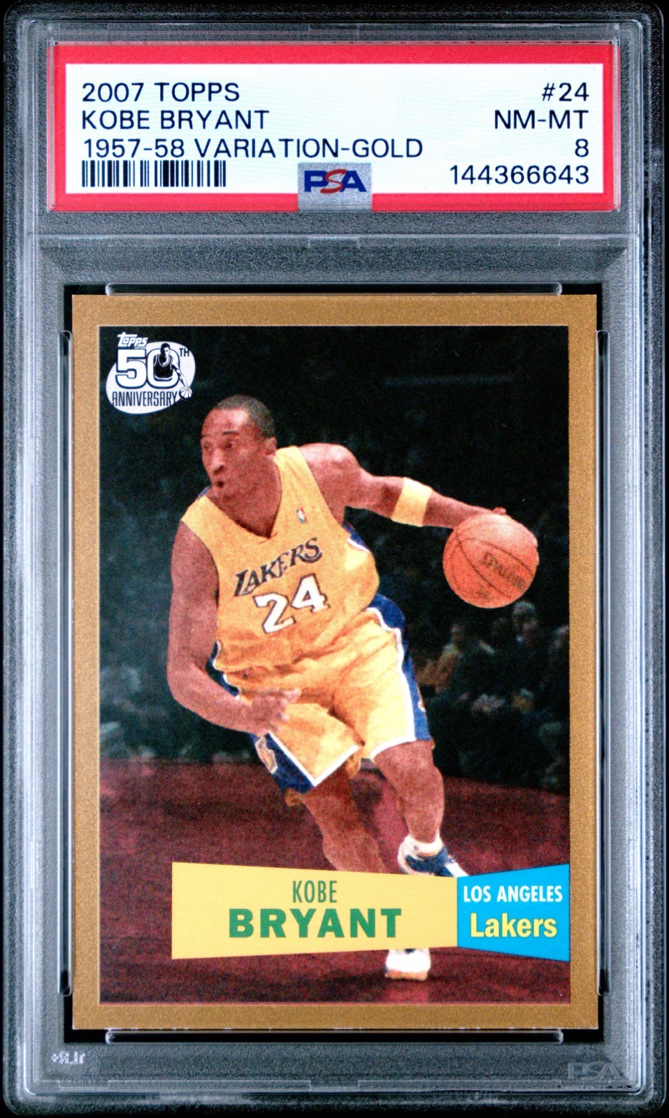 2007 Topps Kobe Bryant Gold 1957-58 Variation /2007 #24 PSA 8 Pop 25, 13 Higher