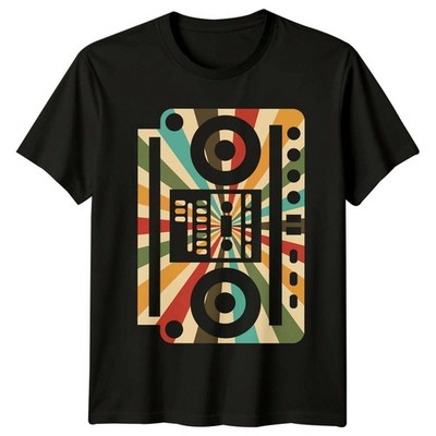Retro Sound Mixer DJ Streifen Grafik Erwachsene T-Shirt