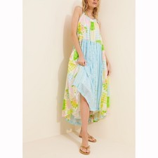 Free People Patched And Pretty Midi Dress Print Embroidered Halter S New 285065