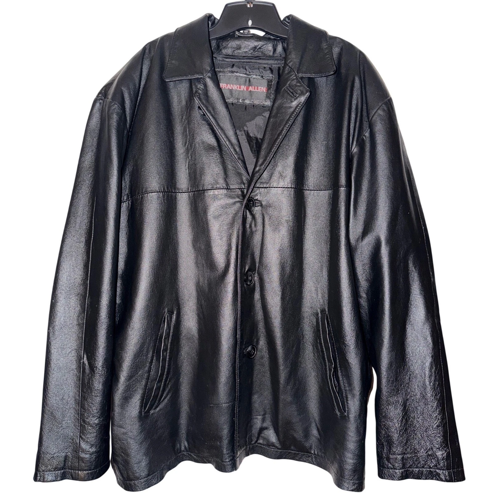 Franklin Allen Vintage Genuine Leather Button Up Blazer Jacket Men Size large image 1