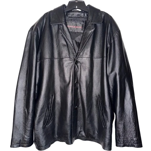 Franklin Allen Vintage Genuine Leather Button Up Blazer Jacket Men Size large - product listing photo