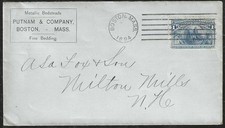 COLUMBIAN on 1894 PUTNAM & Co. BEDDING Cover + Encl Boston to Milton Mills NH