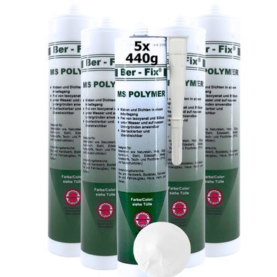 Ber-Fix MS Polymer weiss 5x Ersatz Sanitärsilikon Schimmelfrei Bad  Haus
