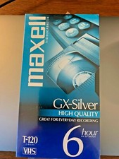 New Maxell Blank VHS Videocassette GX-Silver T-120 6 Hour High Quality Tape