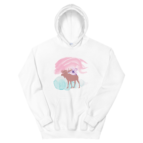Watercolor Pink Moose Hoodie - Picture 50 of 53