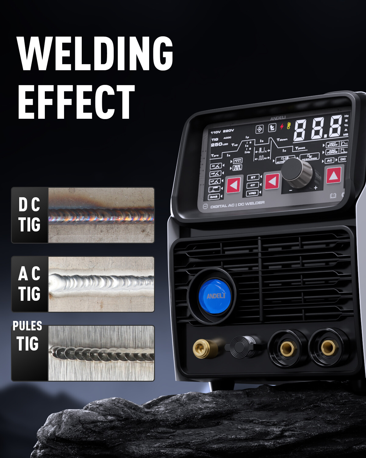 HF TIG/LIFT TIG/MMA 3 in 1 Digital TIG Welding Machine with Foot Pedal