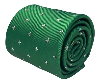 cravatta uomo verde foresta smeraldo scuro fleur de lis lys design di Frederick Thomas