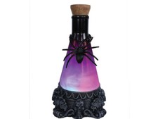 Pink Potion Bottle Gothic Halloween Decor with Skull  Spider Prop Witch 12" New