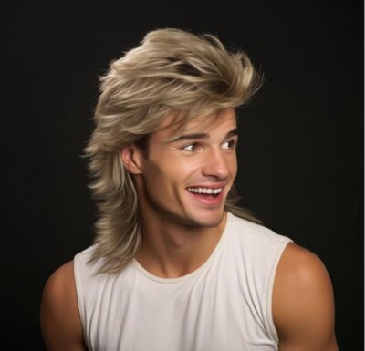 Blonde Mullet wig|Adult Funny Wigs for Men|Pop Rock Wig|Joe Dirt Wig for 70s|80s