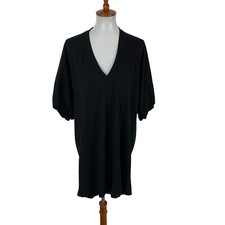 Zara Tunic Dress Small Black Short Sleeve Oversized Casual Modern