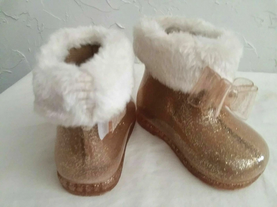 GARANIMALS-BEBÉ/NIÑO PEQUEÑO Talla "3" Dorado Premium-Botín Forrado de Piel Flujo-Suave Cómodo Foto 3 de 4