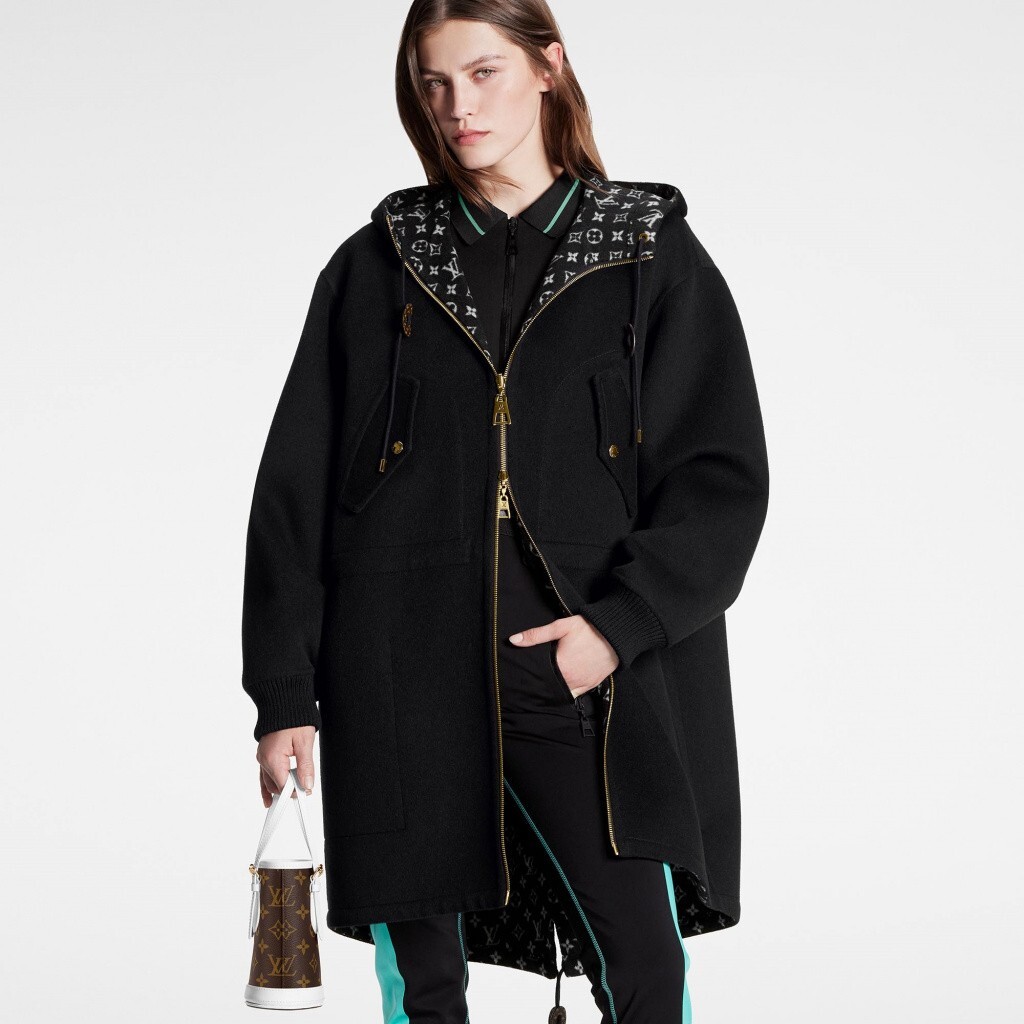 $7K Louis Vuitton Reversible Long Zip-Up Monogram Parka Coat, size
