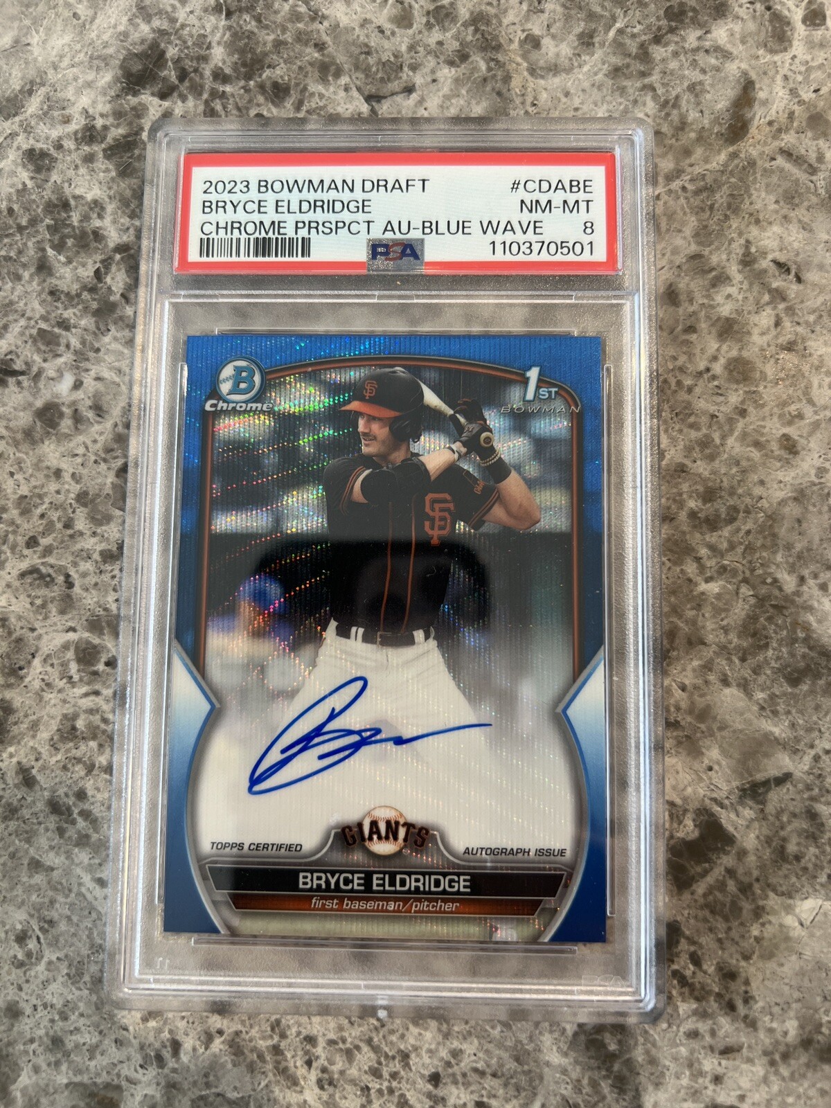 2023 BOWMAN DRAFT BRYCE ELDRIDGE CHROME BLUE WAVE AUTO 1ST BOWMAN RC / 150
