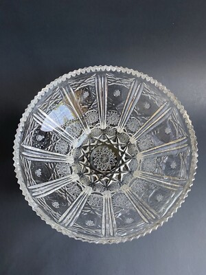 Vintage ROGASKA Crystal Queen s Lace Hand Cut Serving Bowl/Vase 8.5 D