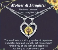 2 Piece Sunflower Mother And Daughter Necklace Set, You Are My Sunshine 
