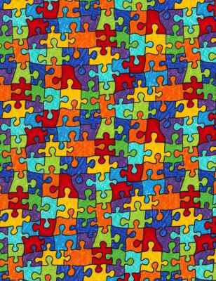 Fabric Puzzle Jigsaw Pieces TIMELESS TREASURES Cotton 1/4 Yard 6344-BRT