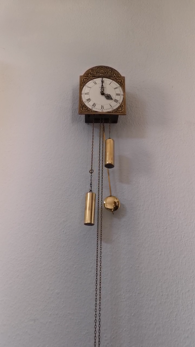 Erwin Sattler Pendeluhr mit Gewichten Wanduhr Vintage