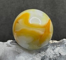 WET Vintage Alley or Christensen Agate Swirl Marble Orange Yellow White - .66"