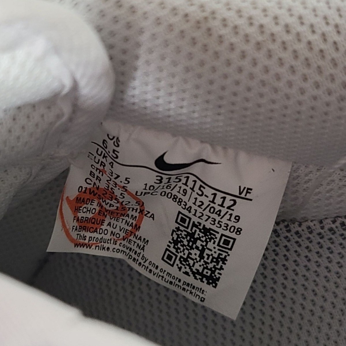 shue様　0712-01 Nike Womens Air Force 1 Shoes 315115-112 Size 6.5 White B