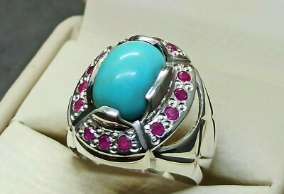Natural 9 Ct Neshapuri Feroza Sterling Silver 925 Handmade Turquoise ...