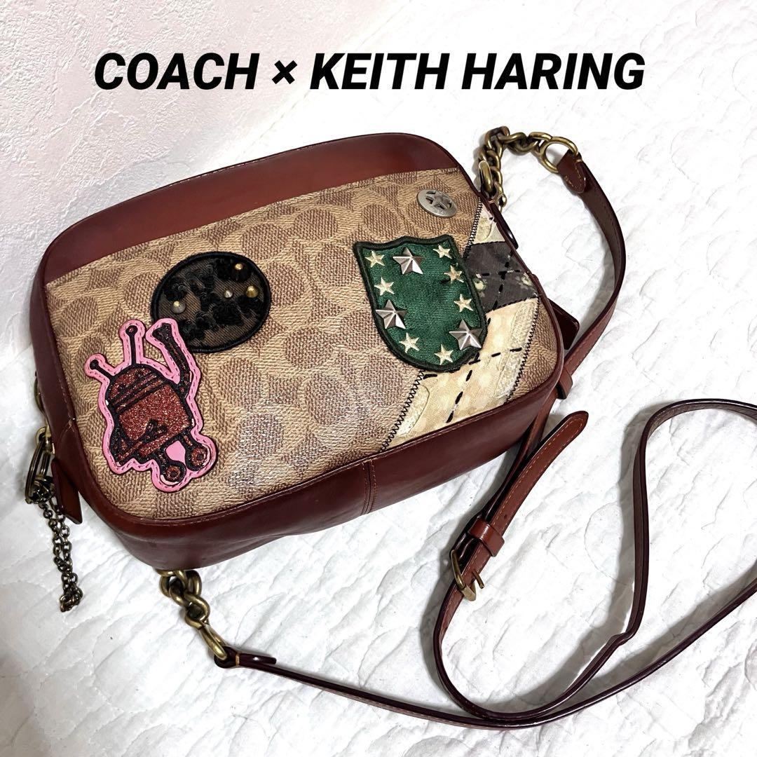COACH × KEITH HARING Shoulder Bag Brown PVC Women's From COACH × KEITH HARING Shoulder Bag Brown PVC Women's From
